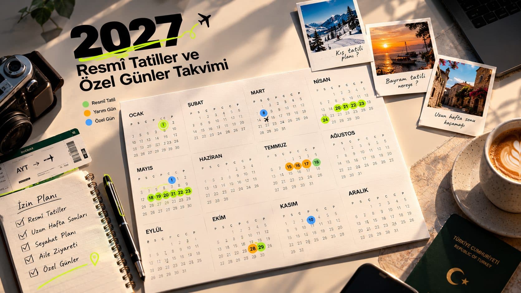 2027 Resmî Tatiller ve Özel Günler Takvimi: Bayramlar, Tatil Günleri ve İzin Planı